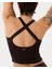 Kadın Kahverengi Halter Half Crop Bluz - EcoVero™ Viskoz, İç Sütyenli, Göğüs Pedli, Halter Yaka, Crop Spor Bluz 4