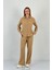 Kadın Oversize Gömlek Palazzo Pantolon Alt Üst Camel Ikili Takım 2