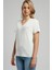 Sade Kadın V Yaka T-Shirt Ekru Ekru 3