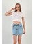 Kadın Taşlı Jeans Kısa Yazlık Mini B.mavi Kot Etek 1