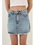 Kadın Taşlı Jeans Kısa Yazlık Mini B.mavi Kot Etek 3
