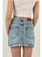 Kadın Taşlı Jeans Kısa Yazlık Mini B.mavi Kot Etek 5
