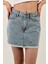 Kadın Desenli Denim Kısa Yazlık Mini B.mavi Kot Etek 3