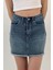 Kadın Yazlık Taşlı Denim Kısa Mini Mavi Kot Etek 3