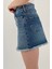 Kadın Yazlık Taşlı Denim Kısa Mini Mavi Kot Etek 4