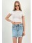 Kadın Yazlık Kısa Denim Mini Buz Mavi Kot Etek 2