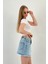 Kadın Yazlık Kısa Denim Mini Buz Mavi Kot Etek 3