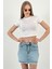 Kadın Yazlık Kısa Denim Mini Buz Mavi Kot Etek 4