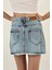 Kadın Yazlık Kısa Denim Mini Buz Mavi Kot Etek 5