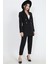 Omuzları Vatkalı Önü Çıtçıtlı Atlas Kumaş Kadın Blazer Ceket 1