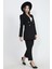 Omuzları Vatkalı Önü Çıtçıtlı Atlas Kumaş Kadın Blazer Ceket 2