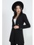 Omuzları Vatkalı Önü Çıtçıtlı Atlas Kumaş Kadın Blazer Ceket 4