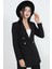 Omuzları Vatkalı Önü Çıtçıtlı Atlas Kumaş Kadın Blazer Ceket 5