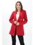 Omuzları Vatkalı Önü Çıtçıtlı Atlas Kumaş Kadın Blazer Ceket 2