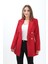 Omuzları Vatkalı Önü Çıtçıtlı Atlas Kumaş Kadın Blazer Ceket 4