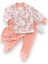 3-6-9-12 Ay Çiçek Baskılı Şapkalı Çıtçıt Kapamalı Patikli 3lü Kız Bebek Takımı 1