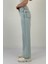 Kadın Straight Bol Paça Jeans Baggy Fit Buz Mavi Kot Pantolon 2