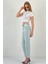 Kadın Bol Paça Mom Jeans Buz Mavi Kot Pantolon 2