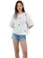 Kadın Dudak Desenli Oversize Basic Beyaz Tişört 1