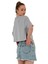 Kadın Oversize Çiçek Baskılı Kısa Gri Crop Tişört 5