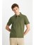 Erkek Regular Fit Polo Yeşil Erkek Kısa Kol T-Shirt 2