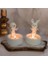 Dekoratif Ateş Başında Isınan Köpek ve Tavşan Seti Tealight Mumluk 3
