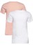 Kadın 2'li Monologo Slim Tee T-Shirt - Pembe-Beyaz 2