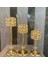 Kristal Taşlı 3’lü Şamdan Mumluk Altın Gold 1.boy 31 cm 2.boy 36 cm 3.boy 41 cm 1