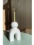 Seramik El Yapımı Mumluk | Beyaz Renk | BOY:16 cm EN:10 cm | 2