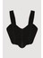 Dantel Detaylı Drapeli Crop Bluz Siyah 1