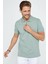 Erkek Slim Fit Dar Kesim Pamuk Düz Pike Mint Polo Yaka Tişört 1