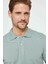 Erkek Slim Fit Dar Kesim Pamuk Düz Pike Mint Polo Yaka Tişört 2