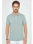 Erkek Slim Fit Dar Kesim Pamuk Düz Pike Mint Polo Yaka Tişört 3