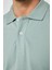 Erkek Slim Fit Dar Kesim Pamuk Düz Pike Mint Polo Yaka Tişört 4