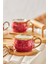 Luxury Bambu Tepsi Hediyeli 6 Kişilik Kırmızı Kahve Fincan Takımı 90 ml 1 Adet 4