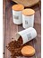 Luxury 3'lü Ahşap Vakum Kapaklı Transfer Etiketli Tea/sugar/coffe Akrilik Kavanoz 900ML 1 Adet 3
