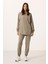 Koyu Bej O Yaka Basic Oversize Kadın Eşofman Tunik Takım - 95347 1