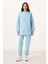 Açık Mavi O Yaka Basic Oversize Kadın Eşofman Tunik Takım - 95347 1