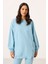 Açık Mavi O Yaka Basic Oversize Kadın Eşofman Tunik Takım - 95347 5