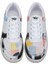 Kadın Vegan Deri Beyaz Sneakers - Geometric Shapes Tasarım 3