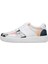 Kadın Vegan Deri Beyaz Sneakers - Geometric Shapes Tasarım 4