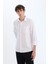 Modern Fit Polo Yaka Basic Düz Uzun Kollu Beyaz Gömlek E5045AX25SM 3