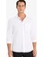 Modern Fit Polo Yaka Basic Düz Uzun Kollu Beyaz Gömlek E5045AX25SM 6