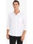 Modern Fit Polo Yaka Basic Düz Uzun Kollu Beyaz Gömlek E5045AX25SM 8