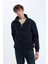Relax Fit Dik Yaka Fermuarlı Basic Düz Kalın Sweatshirt E5332AX24WN 4