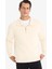 Relax Fit Polo Yaka Fermuarlı Basic Düz Kalın Sweatshirt E5333AX24WN 3