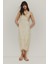 Bodycon Vücudu Saran Desenli Tül Askılı Midi Elbise E6809AX25SP 1