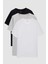 Ds Damat Slim Fit Siyah/gri/beyaz 3'lü Set V Yaka T-Shirt 1