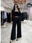 Savur Ekstra Geniş Paça Ayarlanabilir Pantalon Siyah 1