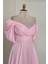 Pembe Drapeli Yaka Taşlı Abiye 8355 3